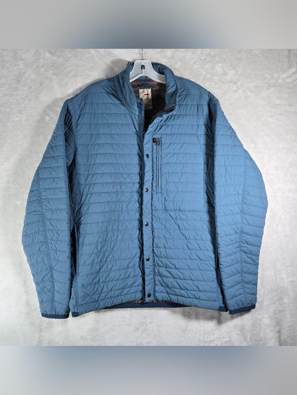 Relwen Windzip Jacket Mens Size L Large Blue Full Zip Snap Up Insulated Puffer